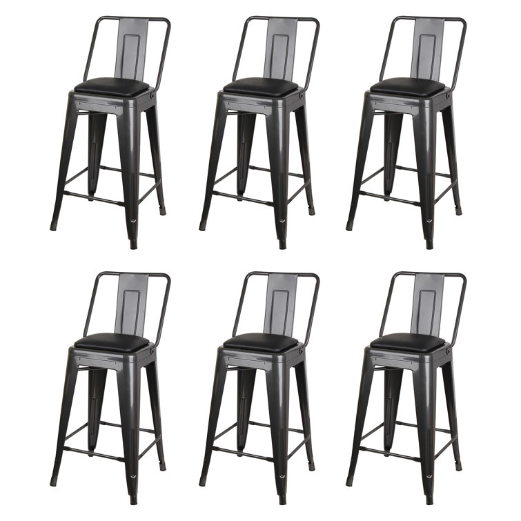 Williston Jianu Upholstered 24'' Counter Stool with Metal Frame